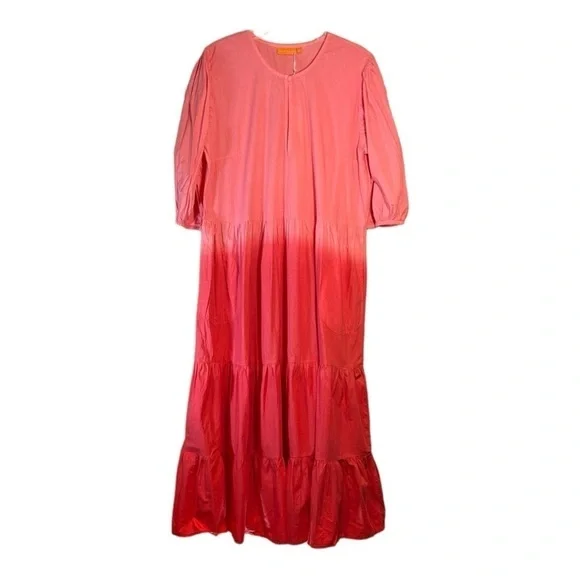 Oliphant Puff V-Neck Maxi in Ombré Red NWT